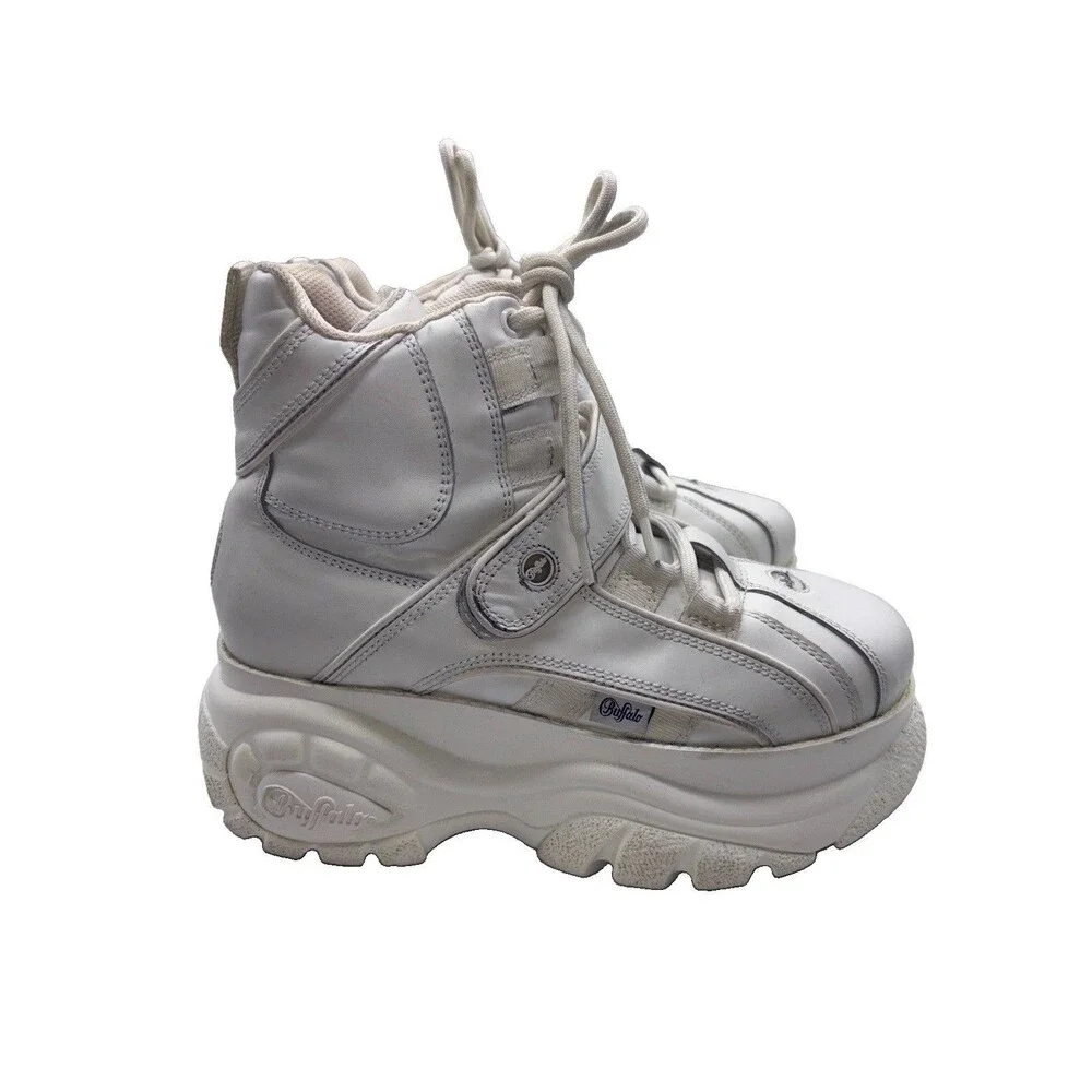 Buffalo London Platform Boots High Top Sneakers White Women’s Size 40 US 9-9.5
